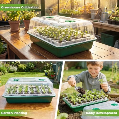 HIRALIY 80 Cell Seed Starter Tray Kits, Reusable Plant Germination Trays, Easy Transplanting, with Humidity Domes and Bases, for Starting Vegetable, Flower & Herb Seeds, Indoor Gardening, Greenhouse - Image 7