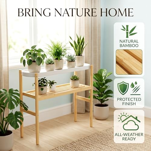 APRTAT 2-Tier Tall Bamboo Plant Stand for Multiple Indoor Plants - Image 4