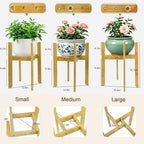 15.7” Bamboo Adjustable Small Plant Stand Indoor for 8-12 Inch Pots 2 pack - Image 2