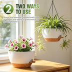 10 Inch Self-Watering Hanging Planters Set of 3 with Saucers - Image 3