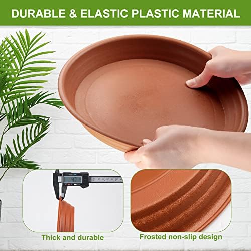 12 Pcs 12 Inch Plastic Plant Saucer Thicker Plastic Heavy Duty Round Flower Pot Saucers Water Planter Tray for Indoor Outdoor Plant Pots, Terracotta Color - Image 4