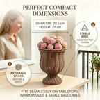 Goblet Urn Shape Wicker Planter,Rattan Woven Plant Basket, Rustic Flower Vase, Rattan Urn Vases & Planters Pot for Boho Home Outdoor Plants Décor (2PCS) - Image 5
