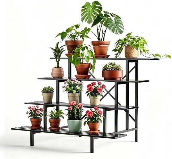 Zhongma 4 Tier Sturdy Heavy Duty Metal Plant Stand indoor & outdoor by Zhongma