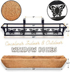 2-Pack 32IN Window Box Railing Hanging Planter Coco Liner Basket - Image 2