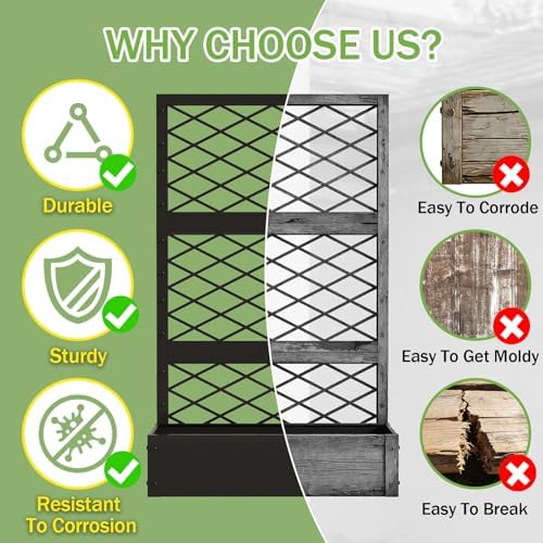 aboxoo 59" Metal Planter Box with Privacy Screen Trellis Raised Bed - Image 4