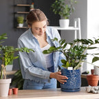 D'vine Dev 2-Pack Embossed Leaves Planter, 4/6 in, Midnight Blue, 27-B-U-3 - Image 5