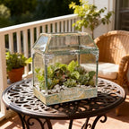 Large House-Shape Glass Terrarium with Lid, Geometric Greenhouse - Style Planter for Ferns, Succulents, Air Plants, Handmade Indoor Tabletop Decor (Terrarium Only) - Image 3