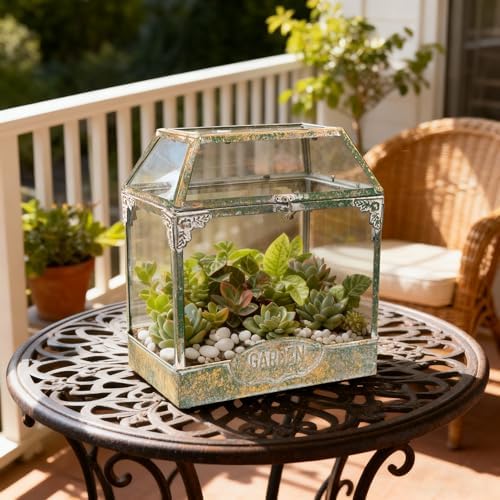 Large House-Shape Glass Terrarium with Lid, Geometric Greenhouse - Style Planter for Ferns, Succulents, Air Plants, Handmade Indoor Tabletop Decor (Terrarium Only) - Image 3