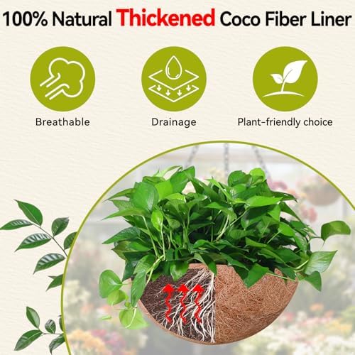 Halatool 4 Pack 12 Inch Hanging Baskets with Coco Liners for Plants - Image 3