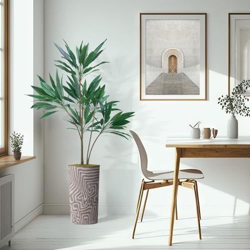 SIGNWIN Artificial Tree in Geometric Pattern Planter, Fake Dracaena Tree Silk Tree for Indoor and Outdoor Home Decoration - 66" Overall Tall (Plant Pot Plus Tree) - Image 6