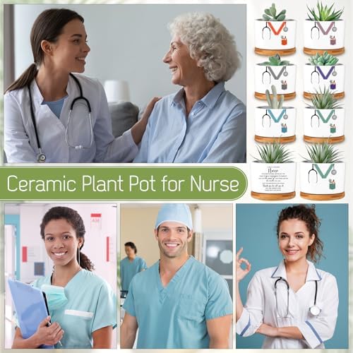 Nurse Appreciation Gifts for Women Mini Succulent Pots Nursing Assistant Ceramic Plant Pots Decor Thank You Gifts for CNA Nicu RN Nursing Student Graduation(10 Pcs) - Image 5