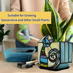Stained Glass Cat Unique Plant Pot, Indoor Planter with Drainage and Tray,Succulent Plants Flower Pot,Cat Lover Gifts,4.6x3x5.15 in - Image 6