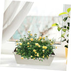 4-Set Rectangular Window Box Planter with Saucer Vegetable Herb Flower Planting Pots for Indoor Outdoor Garden 43cm Medium Plastic Containers in Light Gray Sky Blue Terracotta - Image 6