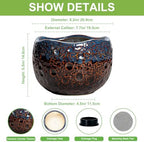 Ceramic Planter, 8 Inch Plant Pots with Drainage Hole, Brown-Blue - Image 2