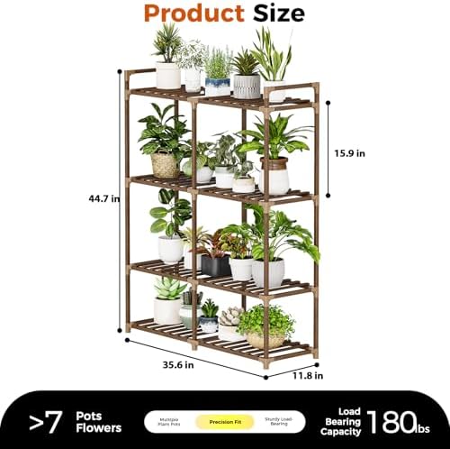 Bamworld Plant Stand with Grow Lights for Indoor Plants Wood Plant Shelf - Image 3