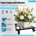 14 Inch Plant Caddy with Wheels Lockable Heavy Duty Trolley Large Metal Square Plant Dolly Plant Roller Base Potted Stand Suitable for Indoor Outdoor Plant Pots Black - Image 3