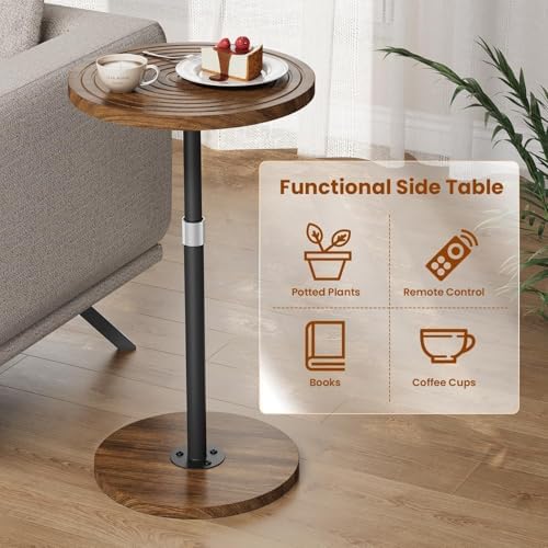 Asgolion Round Small Side Table, Adjustable-Height Drink Table - Image 6
