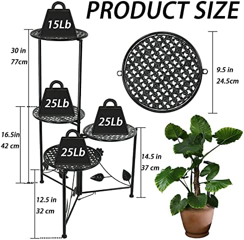 NAKUPE Plant Stand Indoor Outdoor, 4 Tier Metal Corner Flower Shelf, Black - Image 2