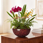 Bowl Planter, 10 Inch Ceramic Bonsai Pots, Red Leopard - Image 4