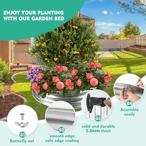 12 Inch Tall 36 Inch Diameter Round Silver Raised Garden Bed Kits Outdoor - Image 2