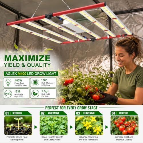 AGLEX 600W LED Grow Lights, Full Spectrum Grow Light with UV IR, Daisy Chain Plant Bar Style Grow Light Foldable & Dimmable for Indoor Growing Commercial Hydroponic Growing Lamp 5x5ft Core Coverage - Image 3
