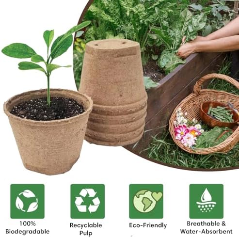 Seed Starter Kit - 10 Peat Pots, Coco Coir Discs & Markers - Image 3