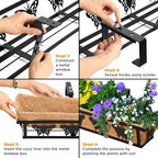 2-Pack 32IN Window Box Railing Hanging Planter Coco Liner Basket - Image 5