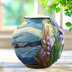 Starry Night Flower Pot Acolorful Art Resin Vase Unique Indoor and Outdoor Potted Plant Container for Home Balcony Decoration (1PCS) - Image 4