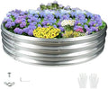 Durable Round Galvanized Steel Raised Garden Bed for Planting,Round Galvanized Steel Fire Ring/Fir Pit for Outdoor- 5×5×1FT,0.8MM Thick (Silver, 60 ins Diameter x 12 ins high) by zbzbml