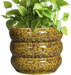 SQOWL Ceramic Planter - 8 Inch Indoor Plant Pot with Drainage Hole, Round Planter for Outdoor Plants, Ceramic Flower Pots, Bubble Planters, Home Room Porch Decor, Plant Lover Gifts, Yellow by SQOWL