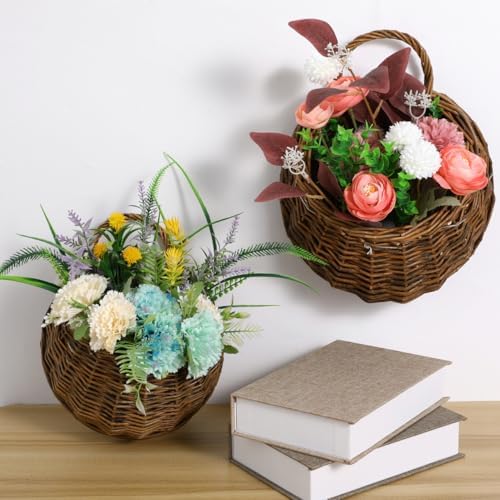 VOSAREA 2PCS Hanging Basket Rattan Wall Flower Planters - Image 7