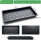 RooTrimmer 20 Pack Shallow 1020 Trays No Holes, Heavy Duty Reusable Seed Starter Flat Seedling Tray for 72/128 Cell Plug Tray, Transplant, Microgreen & Seed Germination (21"×11", 1.6" Deep, TD538) - Image 3