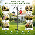 Gtongoko Bird Feeder Pole for Outdoors Heavy Duty, 92 Inch Double Shepherds Hook with 5-Prong Stable Base, 3/4 Inch Thick Hummingbird Feeder Stand for Hanging Plants, Lanterns, 1 Pack - Image 4