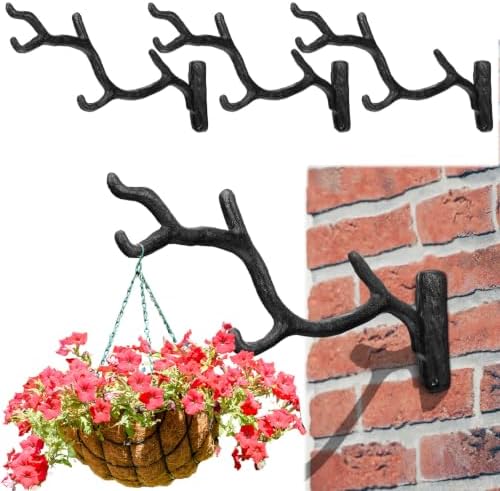 Blulu 4 Pcs Cast Iron Plant Hanger Wall Bracket Tree Branch, Black by Blulu