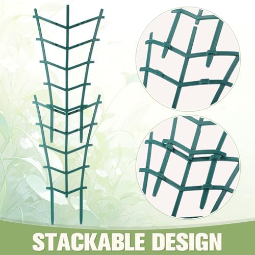 50 Pack Plant Trellis for Pots Garden Trellis for Potted Plants Flower Pots Support Stackable Plastic Mini Trellis for Climbing Plants Peas(Straight Line) - Image 5