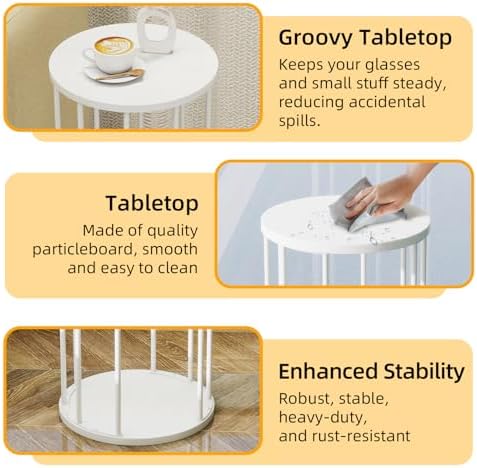 Plant Stand Indoor,small plant stool,Flower Pot Corner stand holder,Mid Century Heavy Duty Metal Tall Home Decor,Modern Round End Table,Small Rustic Display Stand for Living Room,Bedroom (White,3 Packs) - Image 5