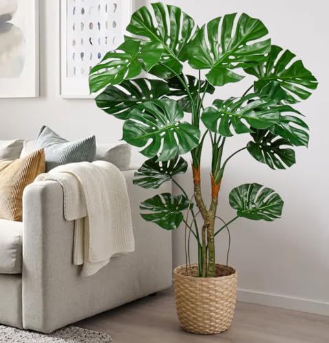 GnFlus Large Artificial Monstera Plant in Pot, 4ft Fake Palm Tropical Split Leaf Tree with UV Protection Faux Monstera Plant for Indoor Outdoor Home Office Garden Decoration, 13 Leaves - Image 5