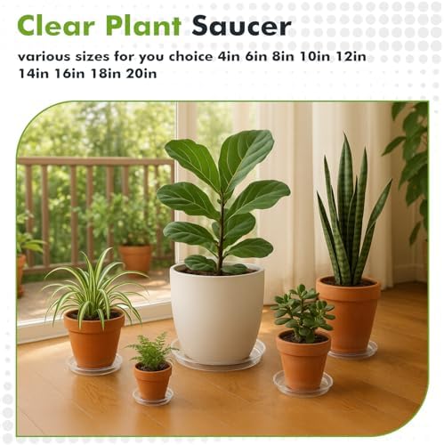30 Packs 18" Extra-Large Clear Plant Saucers for Indoor Outdoor Use Heavy Duty Plastic Plant Trays for Planter Bulk Flower Pot Drip Trays to Catch Water, 4 to 20 Inch - Image 5