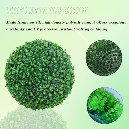 Artificial Green Plant Decorative Balls Round Dia 24in, Faux Boxwood Decorative Balls, Pendant Ceiling Hanging Grass Ball, Decor Greenery Eucalyptus Topiary Ball - Image 4