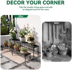 Metal Plant Stand, Rust-proof Aluminum Flower Pot Stand, Heavy Duty Planter Display Shelving for Patio Balcony Garden Living Room Decorative (Black, 47.2 Inch) - Image 2