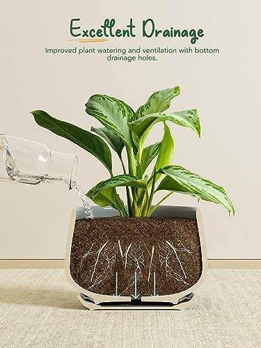 LE TAUCI Plant Pots, 4.1+5.1+6.5 inch, Set of 3, Reactive Glaze Blue Gray - Image 3