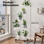 Plant Stand with Wheels, White 6 Tier Metal Plant Shelf for Indoor Outdoor - Image 3
