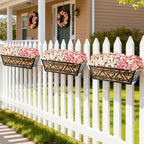 4 Pack 16 Inch Deck Railing Planter Box - Window Boxes Planters with Adjustable Brackets Coco Liners Balcony Planters Railing Hanging for Window Flower Boxes Outdoor Garden Decor - Image 5