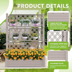 Elevated Raised Garden Bed,Outdoor Large Resin Patio Planter Box Stand Divisible with Drain Plug,Water Monitor for Plants Vegetables Flowers Fruits(Grey) - Image 5