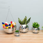Disco Ball Planter,Disco Ball Plant Hanger,Mirror Disco Planter with Chain and Macrame Hanger,Boho Disco Ball Hanging Planter for Indoor Outdoor Plants,Home Decor (8inch, Silver) - Image 4