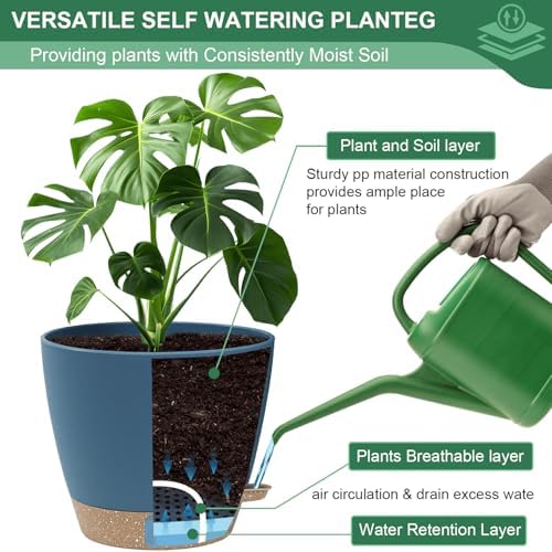 8/10/12 Inch Self Watering Pots for Indoor/Outdoor Plants with Drainage - Image 6