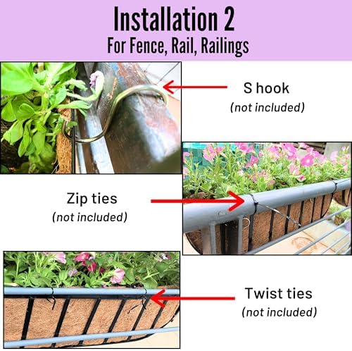 LaLaGreen Flower Wall Planter (24 in, 4 Pack) Black Metal Window Boxes - Image 6