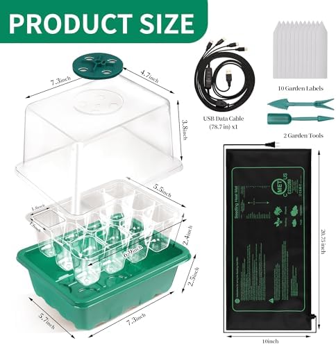 4-Pack Seed Starter Tray with Grow Light and Heat Mat, 48 Cells Seed Starter Kit with Adjustable Humidity Dome and Base, Germination Kit for Seed Growing Plant Propagation - Image 3