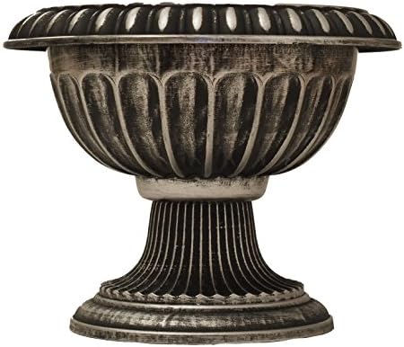 Ludu Fancy Urn Planter with Rustic Look (2 Count) Flowerpot for Indoor, Outdoor use with Wide Base for Garden Patio Office Ornaments Home Decor Long Lasting Reusable Lightweight (Silver-L) by Unknown