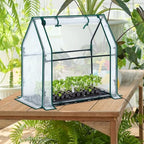 Mini Greenhouse for Indoor Outdoor: Ohuhu Tabletop Portable Green House with Waterproof Pad for Small Plants Nursery Germination, 36"x18"x33" Heavy-Duty PE Cover White - Image 4